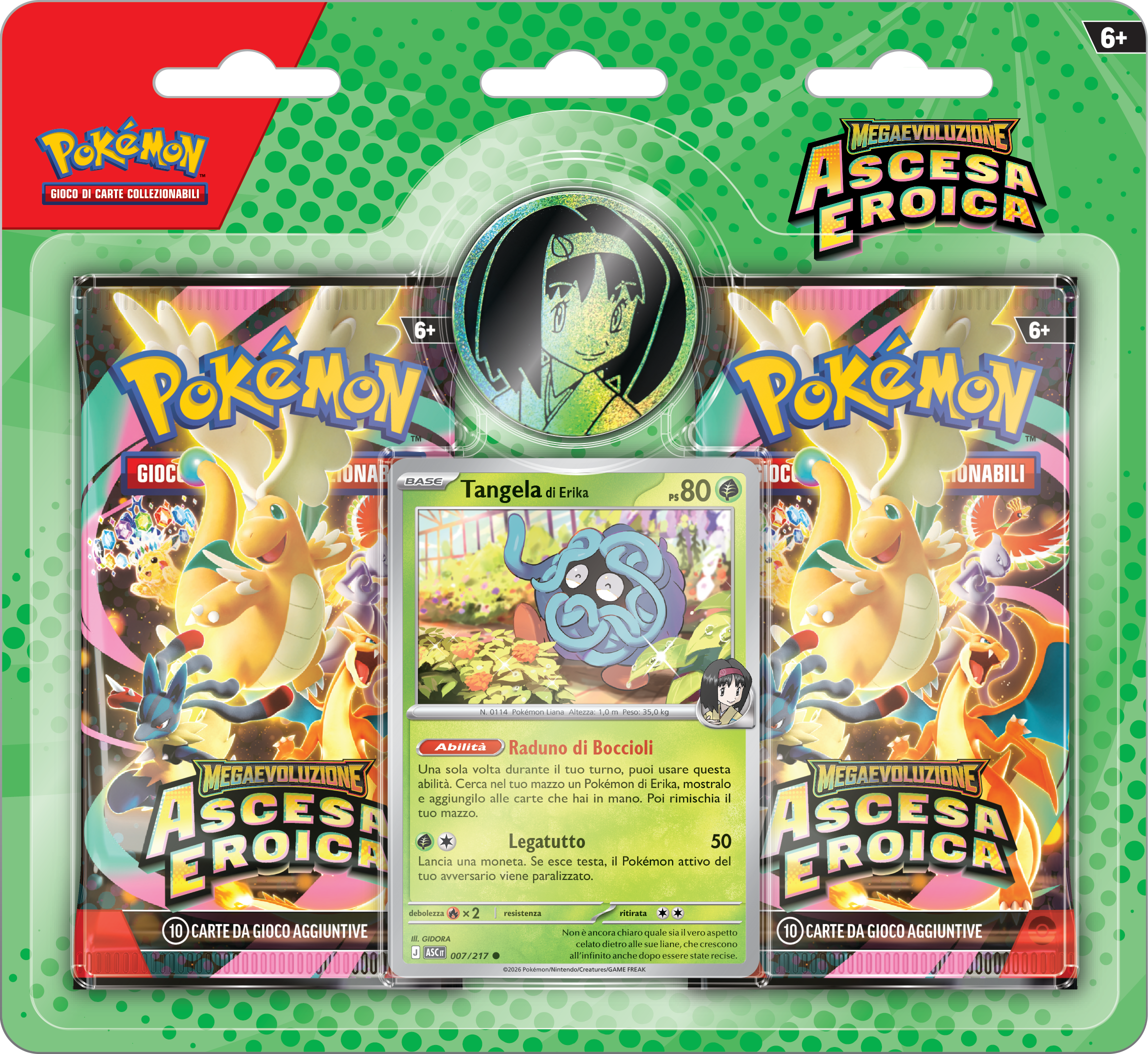 Collezione con Moneta | Pokémon – Mega Evoluzione: Ascesa Eroica (Erika) – 2 Bustine + Promo