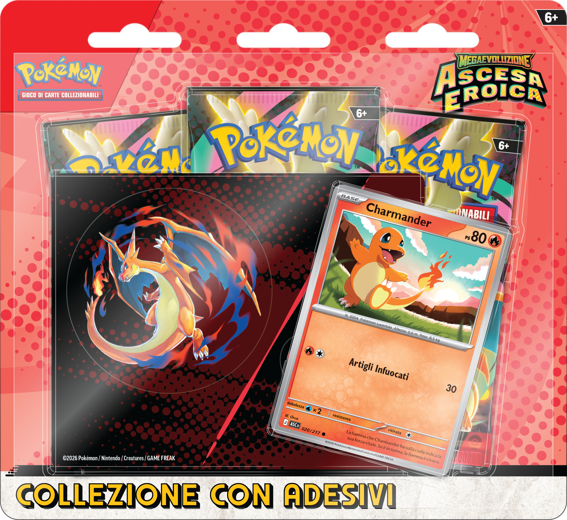 Collezione con Adesivi Charmander (Promo + 3 Buste) | Pokémon TCG – MegaEvoluzione: Ascesa Eroica